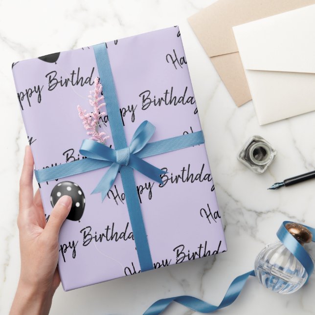 Papier Cadeau Joyeux Ballons à points Polka pour l'anniversaire (Cadeaux)