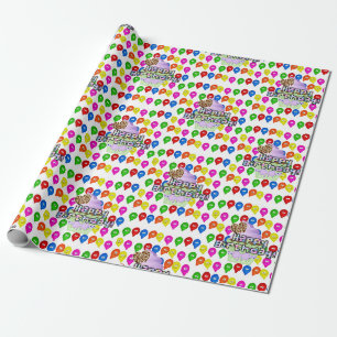 Papier Cadeau Joyeux Ballons colorés en papier d'enveloppement d