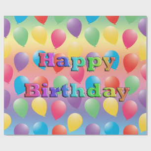 Papier Cadeau Joyeux Ballons d'anniversaire enveloppant du papie