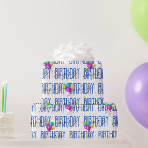 Papier Cadeau Joyeux Ballons d'anniversaire et Confetti