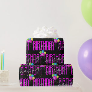 Papier Cadeau Joyeux Ballons d'anniversaire et Confetti