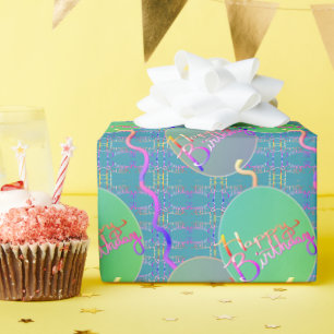 Papier Cadeau Joyeux Ballons d'anniversaire papier d'enveloppeme
