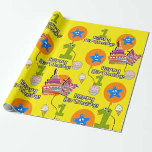 Papier Cadeau Joyeux Ballons papier d'enveloppement d'anniversai