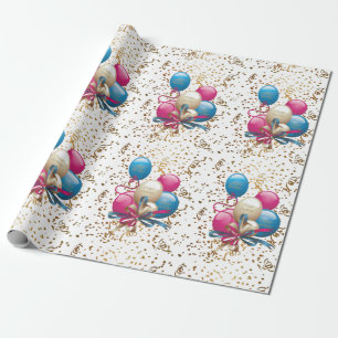 Papier Cadeau Joyeux Ballons papier d'enveloppement d'anniversai