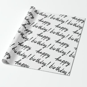 Papier Cadeau JOYEUX BIRTHDAY Handlettering Motif noir blanc