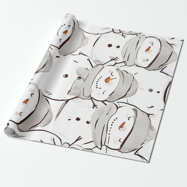 Papier Cadeau Joyeux bonhomme de neige (Déroulé)