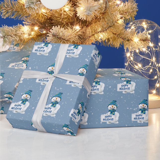 Papier Cadeau Joyeux bonhomme de neige (Vacances)