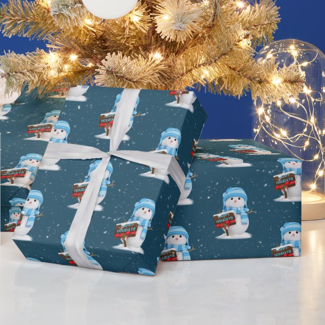 Papier Cadeau Joyeux bonhomme de neige (Vacances)