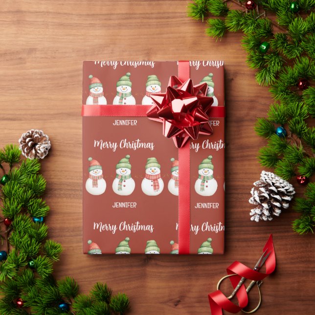 Papier Cadeau Joyeux bonhomme de neige de Noël (Cadeau de vacances)