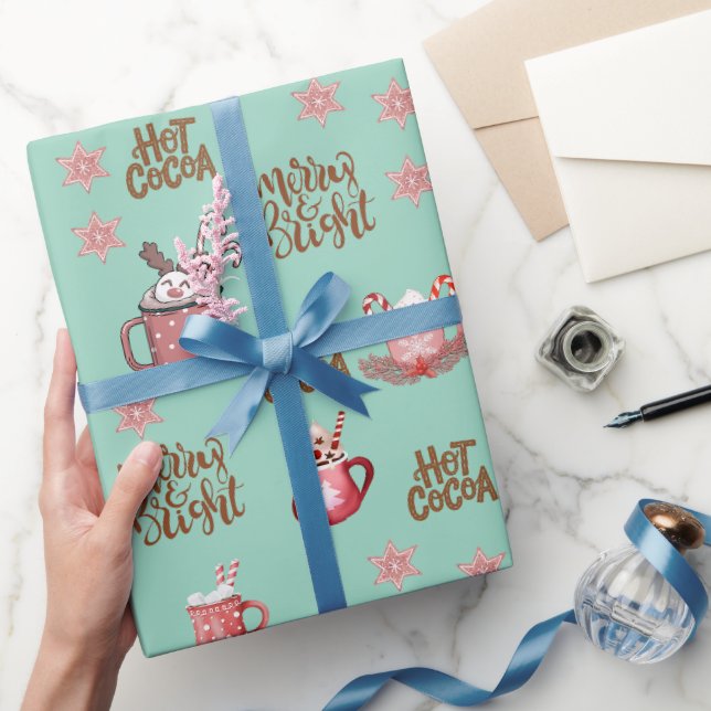 Papier Cadeau Joyeux & Bright & chaud cacao menthe Noël (Cadeaux)