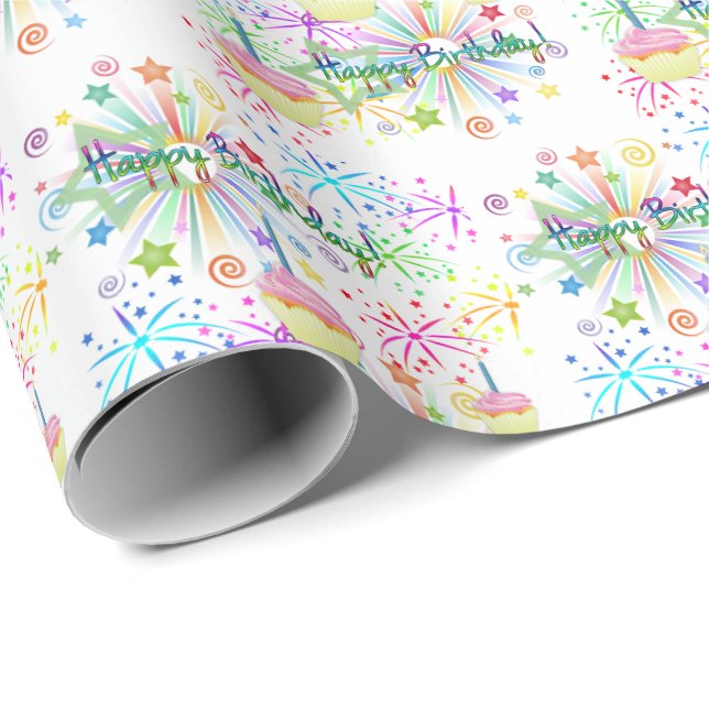 Papier Cadeau Joyeux cadeau d'anniversaire Papier enveloppant (Coin rond)
