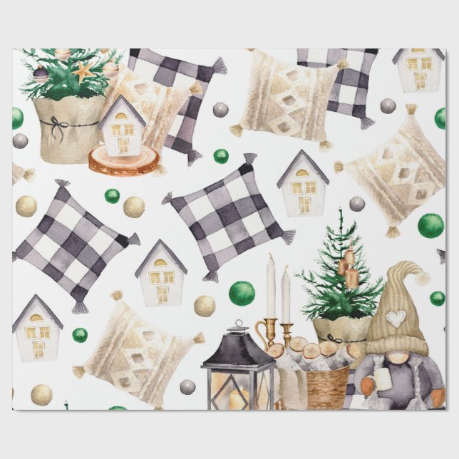 Papier Cadeau Joyeux cadeau de décoration de Noël (Plat)