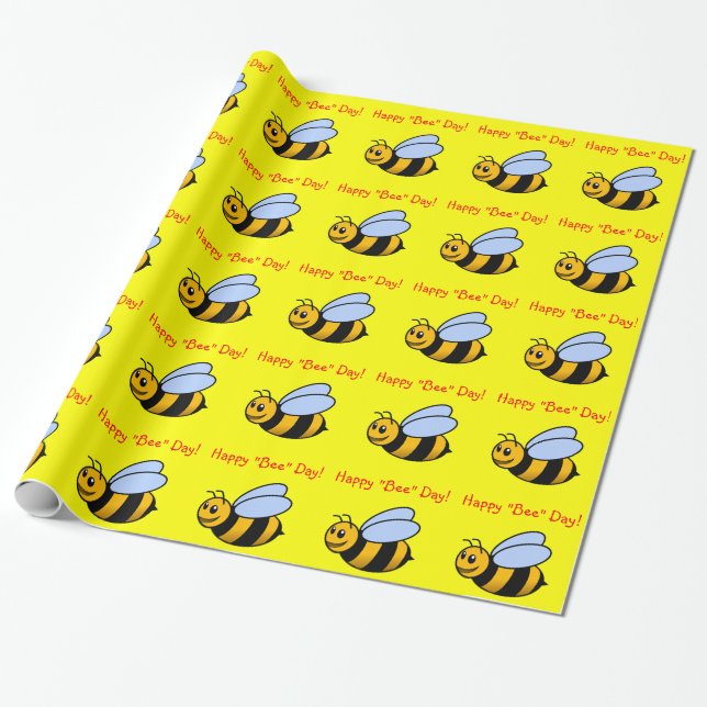 Papier Cadeau Joyeux cadeau de la journée "Bee" (Déroulé)