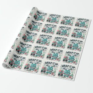 Papier Cadeau Joyeux cadeau monstre Noël mignon emballé