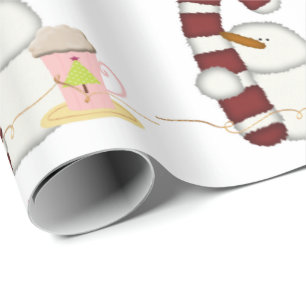 Papier Cadeau Joyeux café de Noël Snowman papier enveloppant