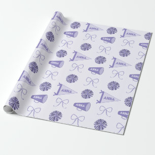 Papier Cadeau Joyeux Camp Purple Cheerleadom Pompom Anniversaire