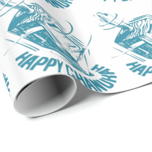 Papier Cadeau Joyeux Channukah filant Dreidel