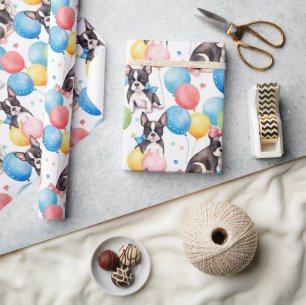 Papier Cadeau Joyeux Chien de taureau français
