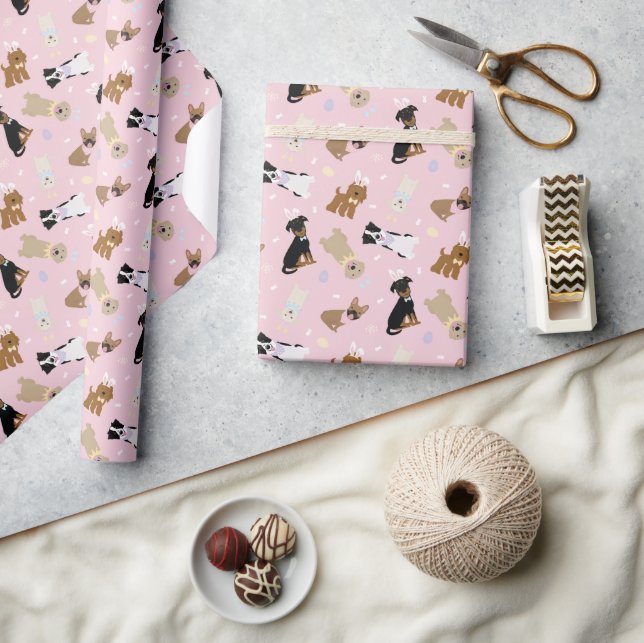 Papier Cadeau Joyeux Chiens de Pâques (Artisanat)