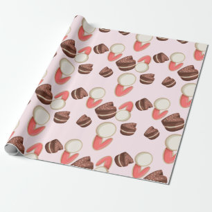 Papier Cadeau Joyeux chocolats et sucreries d'anniversaire