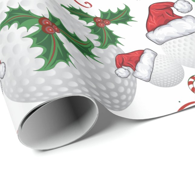 Papier Cadeau Joyeux Christmas Golf Ball Père Noël (Coin rond)