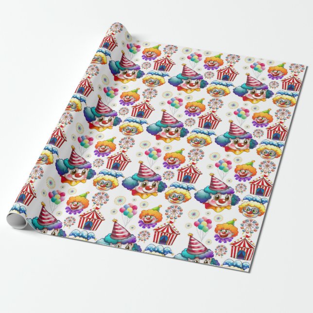 Papier Cadeau Joyeux Clowns (Déroulé)