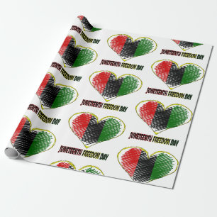 Papier Cadeau joyeux coeur du drapeau africain de la junte