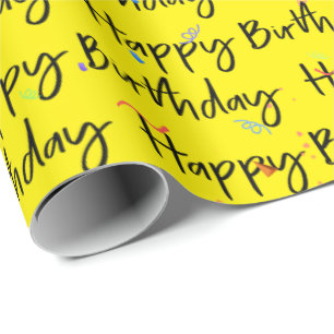 Papier Cadeau Joyeux Confetti d'anniversaire sur papier d'envelo