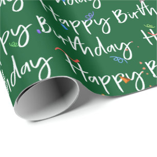Papier Cadeau Joyeux Confetti d'anniversaire sur Vert