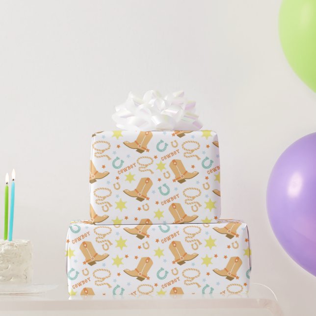 Papier Cadeau Joyeux Cowboy d'anniversaire (Cadeaux de fête)