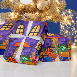 Papier Cadeau Joyeux déguisement d'Halloween Fête d'enfants Célé