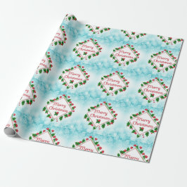 Papier Cadeau Joyeux Diamant de Noël et cadeau Holly Retro