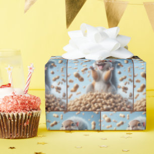 Papier Cadeau Joyeux écureuil dans un seau d'arachide