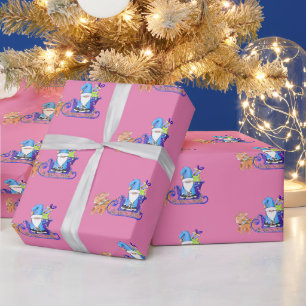 Papier Cadeau Joyeux et brillant couleur unique Sleigh de Noël P