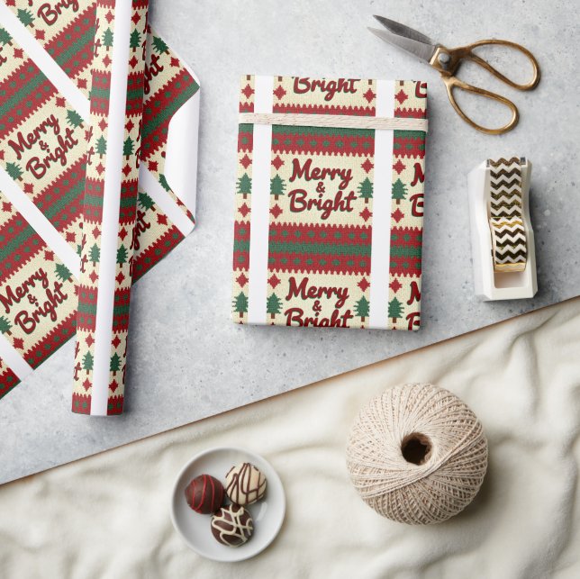 Papier Cadeau Joyeux et brillant rétro laide papier d'enveloppem (Artisanat)