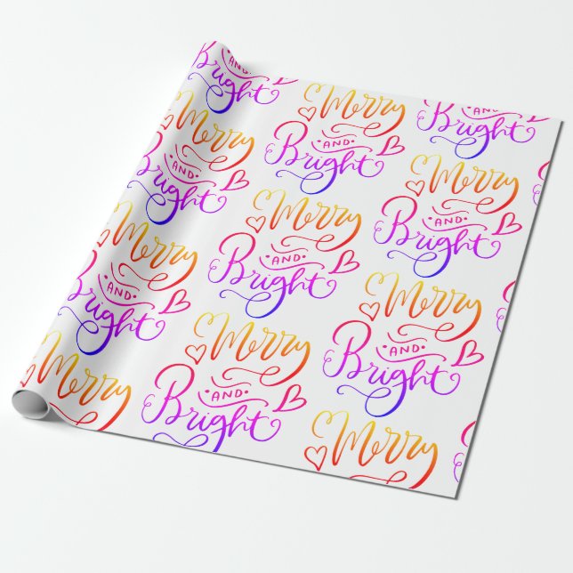 Papier Cadeau Joyeux Et Lumineux Rainbow Script Vacances (Déroulé)