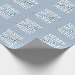 Papier Cadeau Joyeux et lumineux vérificateur bleu clair de Noël