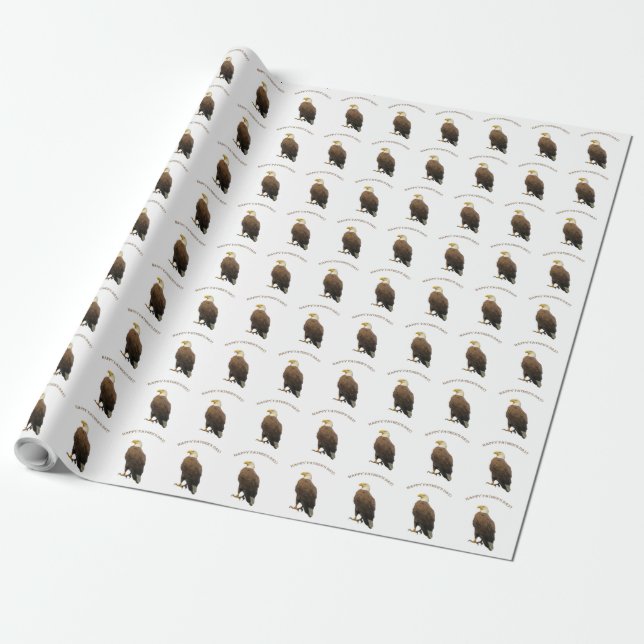 Papier Cadeau Joyeux Fête des pères d'aigle à tête blanche (Déroulé)
