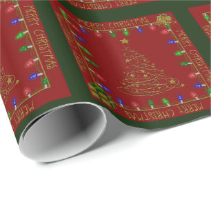 Papier Cadeau Joyeux feu de Noël-Rouge-Vert-1-CADEAU