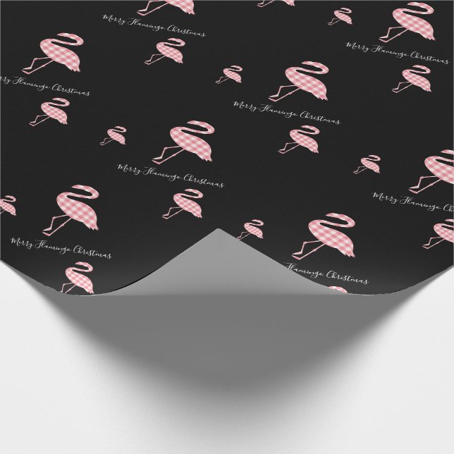Papier Cadeau Joyeux Flamant rose de Noël Plaid au buffle rose n (Coin)