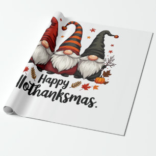 Papier Cadeau Joyeux Hallothanksmas Halloween Noël Gnomes