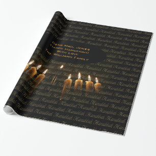 Papier Cadeau Joyeux Hanoukka Lampe Menorah éclaire la bougie Ch