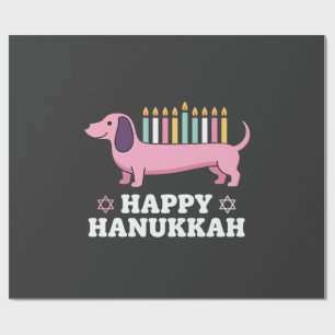 Papier Cadeau Joyeux Hanukkah chien teckel