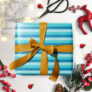 Papier Cadeau Joyeux Hanukkah   motif rayé bleu et sarcelle