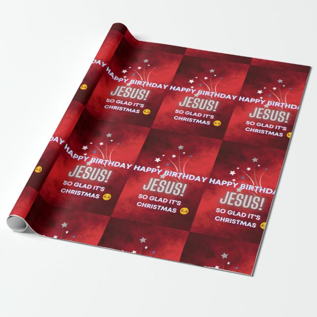 Papier Cadeau Joyeux Jésus anniversaire ! Tellement heureux que  (Déroulé)