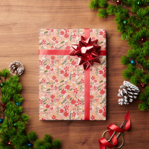 Papier Cadeau Joyeux & Joy Ditsy Floral en rose pâle