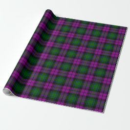 Papier Cadeau Joyeux Joyeux Jours de Noël Plaid Fuchsia Green