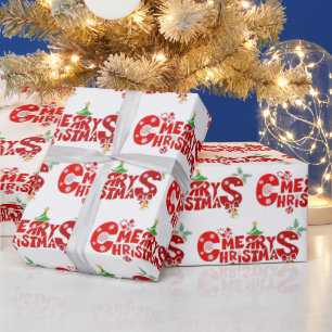 Papier Cadeau Joyeux Joyeux Noël Texte Avec Cloches