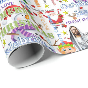 Papier Cadeau Joyeux Joyeux papier d'enveloppement de Noël Jésus