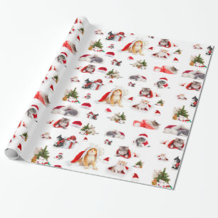 Papier Cadeau Joyeux Kittens de Noël 2 papier d'enveloppement